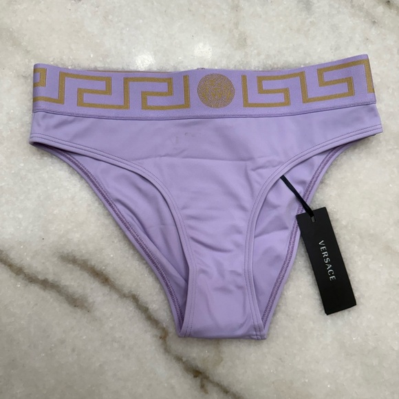 Versace Lilac Bikini Bottom with Gold Detail